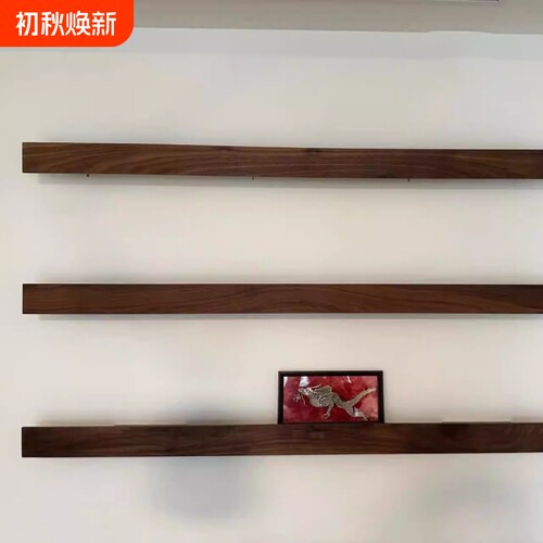 实木墙上置物架复古展示架