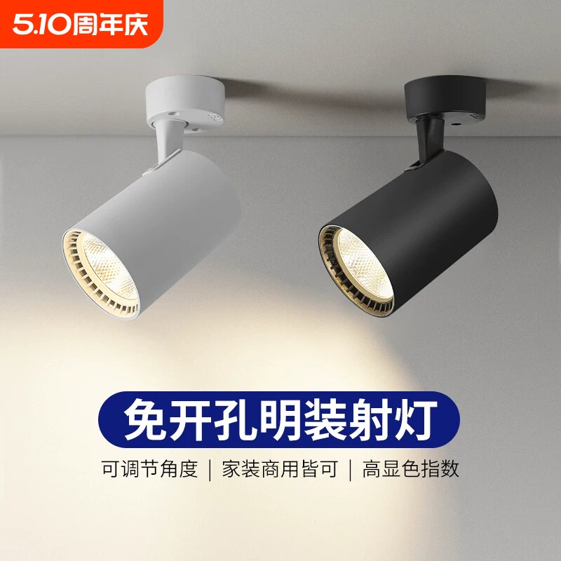 明装射灯可调角度家用小吸顶式轨道灯聚光射灯LE