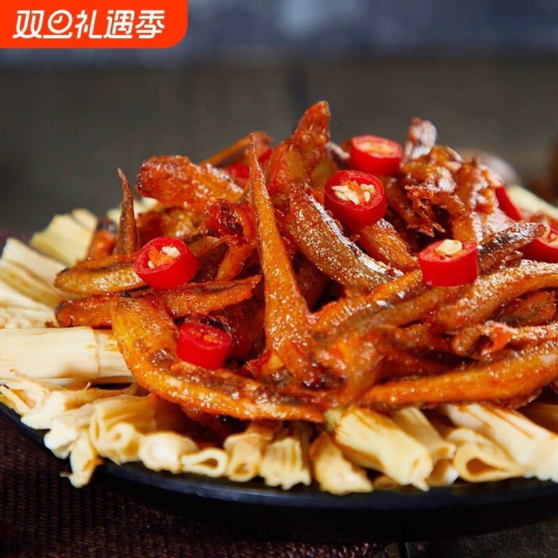 抓鱼的猫 劲辣小鱼仔毛毛鱼干零食湖北特产小吃香辣下饭开袋即食