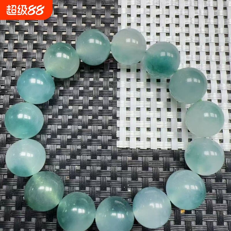 缅甸仿真翡翠冰种高冰白冰种圆珠子玉石手串手链珠串飘花佛珠