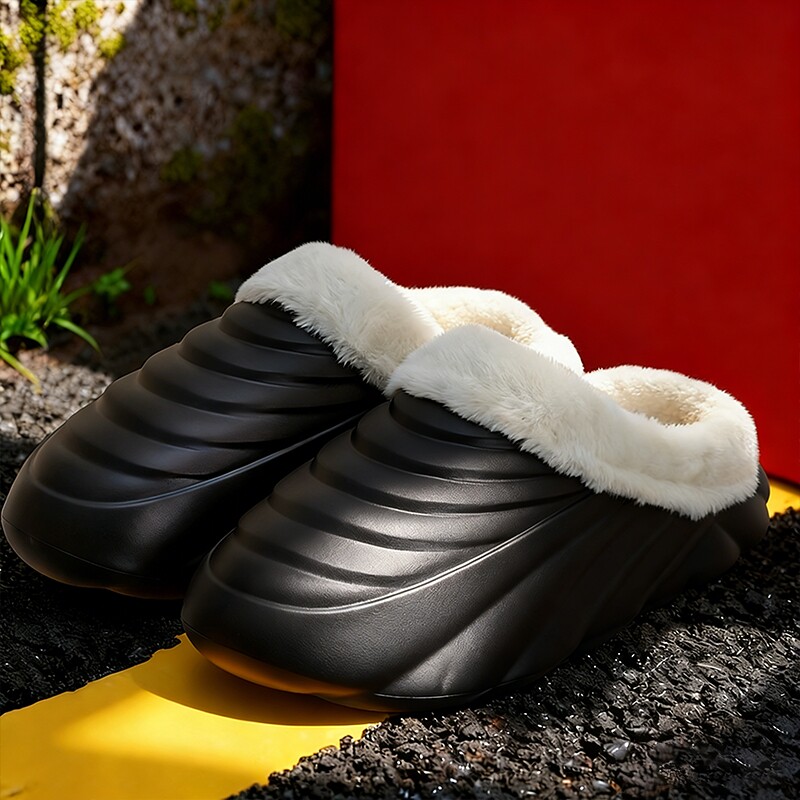 居家棉拖鞋男女士保暖加绒加厚底情侣棉鞋防滑防水雪地可外穿棉拖