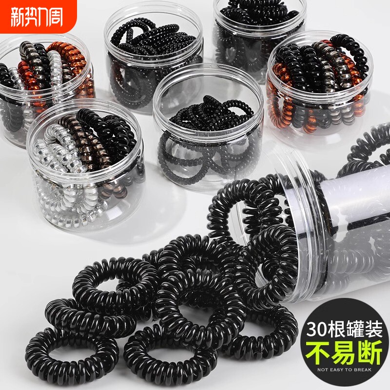 电话线发圈女小号细款韩国扎头发头绳简约发绳黑色皮筋电线圈头饰