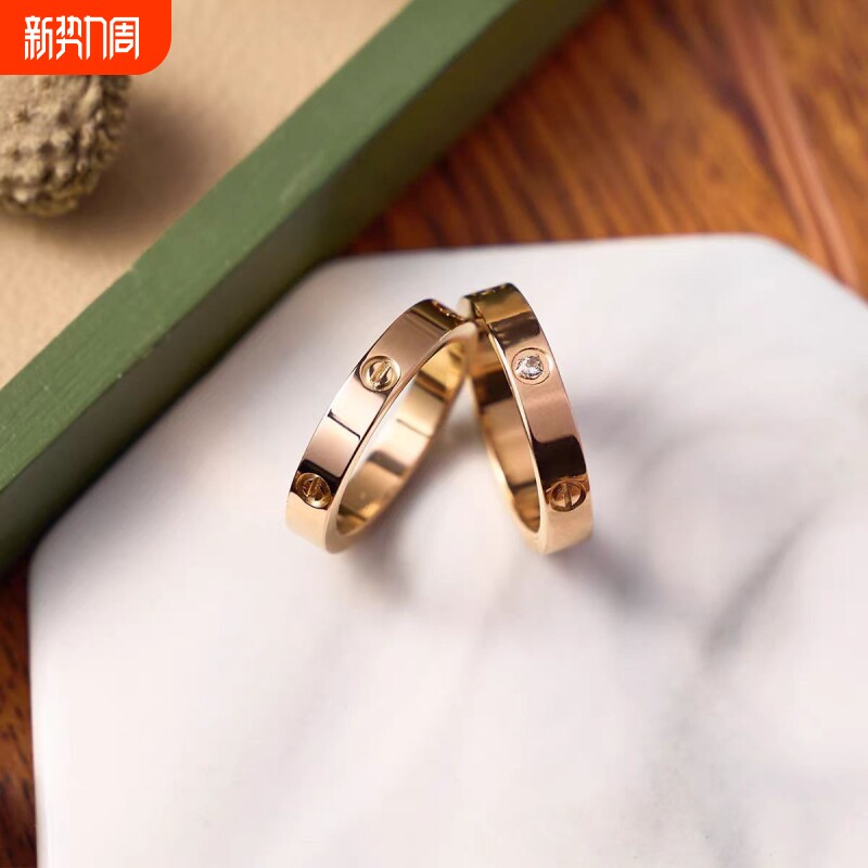 溪御钛钢窄版戒指男女玫瑰金简约时尚不掉色钉子情侣对戒系列