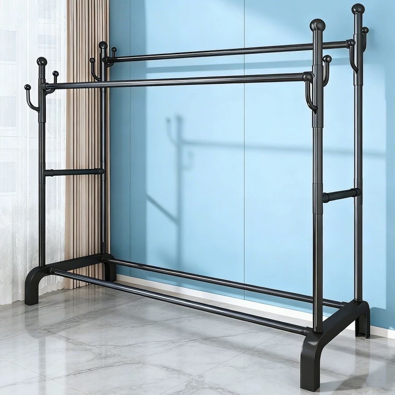 简易晾衣架家用落地多功能衣架挂杆卧室衣帽架室内阳台晒衣服架子