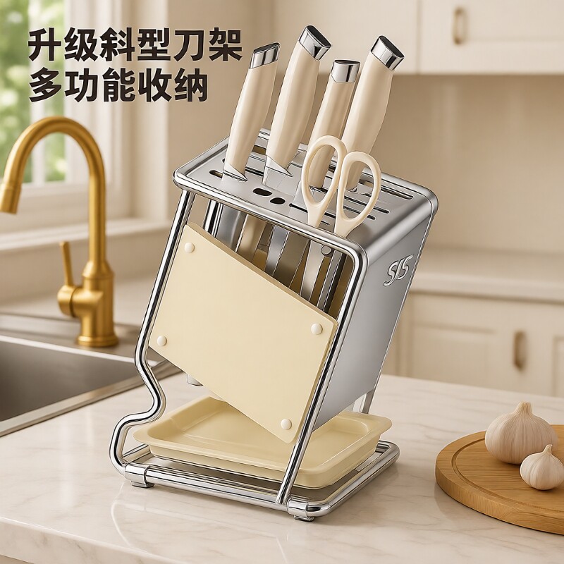 不锈钢刀架置物架厨房刀架轻奢2025新款日式菜一体刀具筷笼收纳架