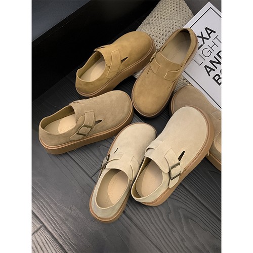 真皮勃肯鞋女2025新款秋冬季女鞋增高厚底单鞋百搭鞋子全包博肯鞋