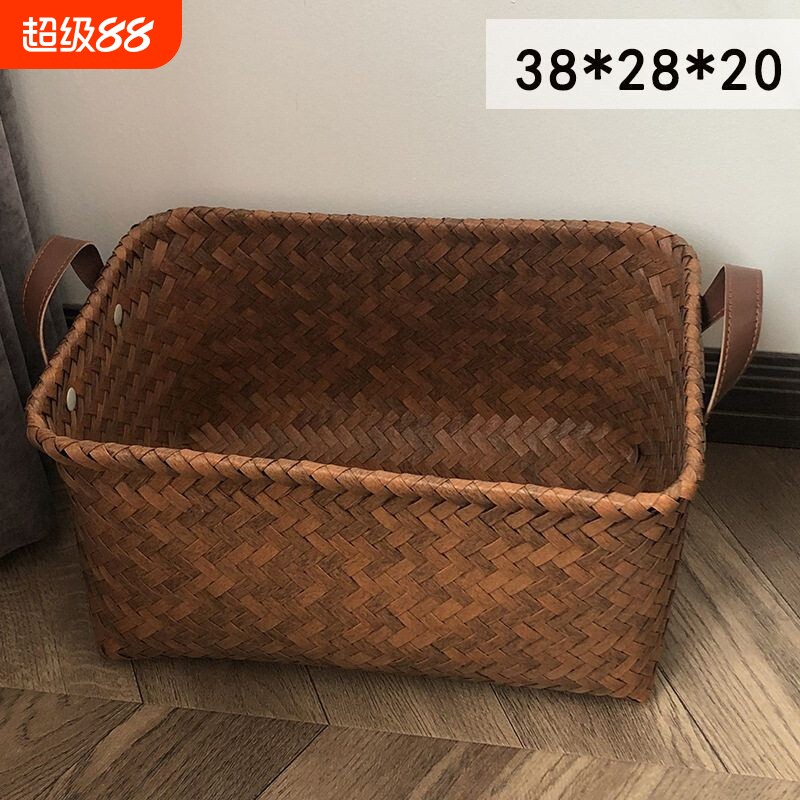 美式高级收纳筐脏衣服篮网红款仿藤编PU把手洗衣桶零食玩具脏衣篓