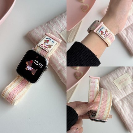 腊肠狗尼龙回环魔术贴iwatch表带适用S10苹果手表applewatch987se