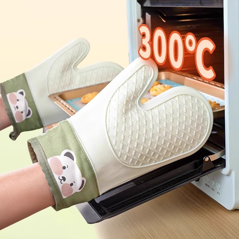 心晨隔热防烫手套烤箱手套加厚厨房烘焙硅胶防滑微波炉手套耐高温