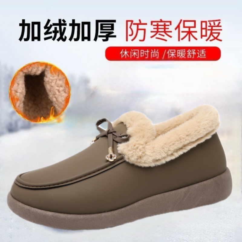 2025新款女冬加绒老北京棉鞋软底舒适一脚蹬防滑加绒加厚保暖棉鞋