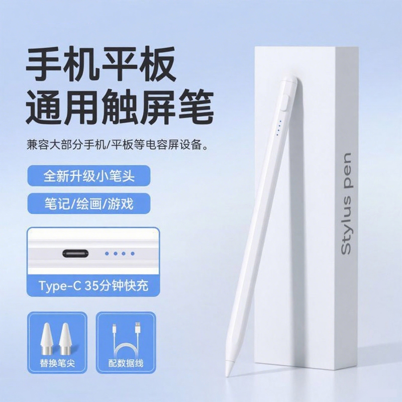 ipad电容笔触屏笔2025新款通用便携手写笔平板手机适用于苹果小米OPPO华为VIVO联想安卓细头触控笔防误触平替
