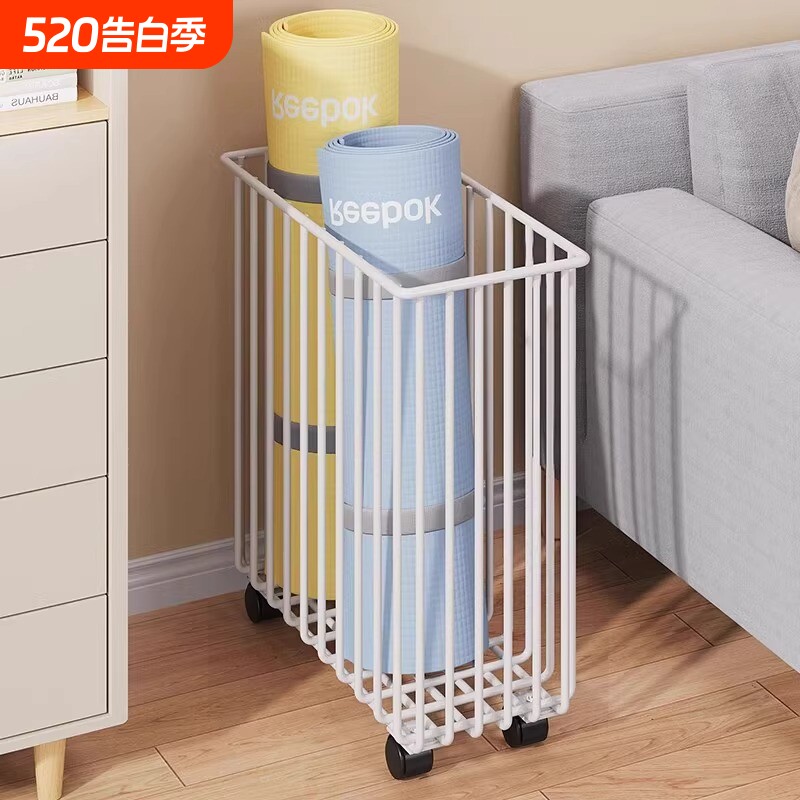 瑜伽垫收纳筐运动器械健身器材收纳家用玩具可移动置物架利用铁艺