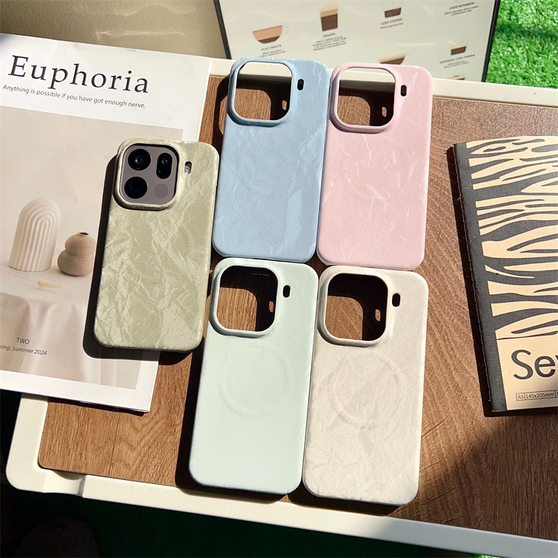 肤感海盐蓝色丝绒磁吸适用oppoFindx9手机壳X8半包Findx8ultra保护套Reno14磨砂pro防指纹高级时尚新款女