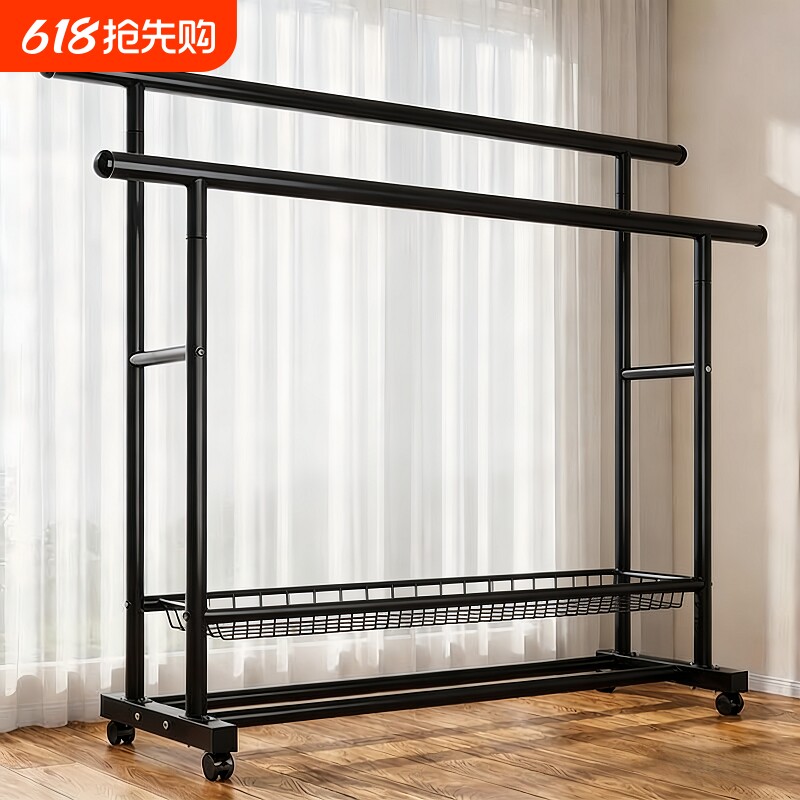 衣架落地卧室家用挂衣架室内衣服收纳架子可移动晾衣架简易衣帽架
