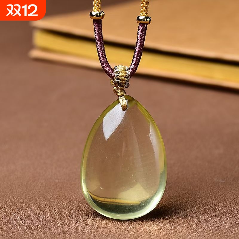 天然黄水晶水滴吊坠男女同款礼物