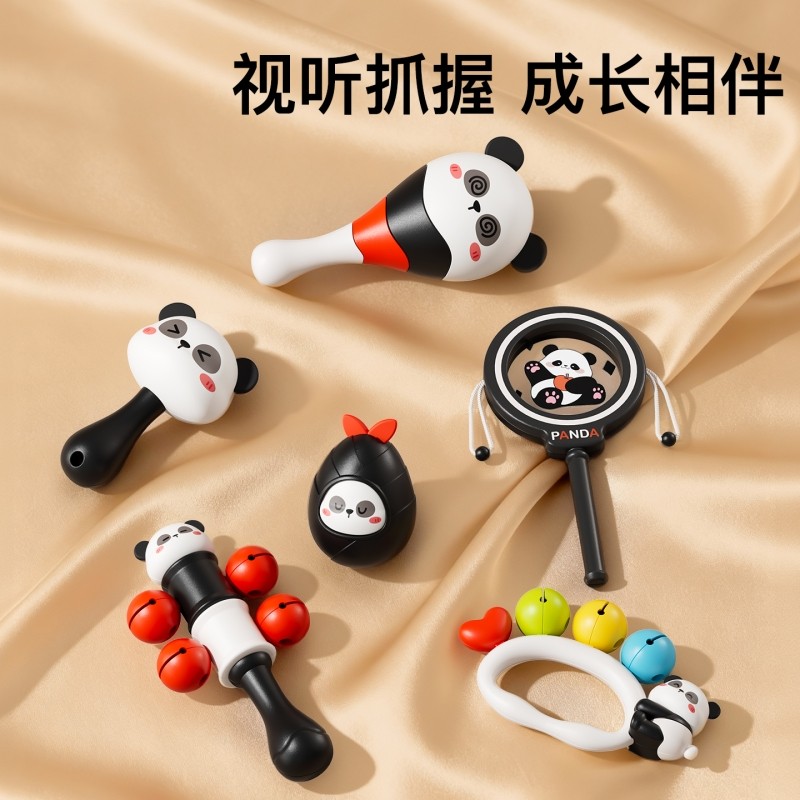 宝宝手摇铃新生婴儿玩具抓握训练牙胶0到3-6个月幼儿可啃咬早教