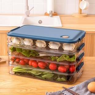 冰箱保鲜盒收纳盒鸡蛋饺子盒包子生鲜透明厨房带盖冷冻储藏盒密封