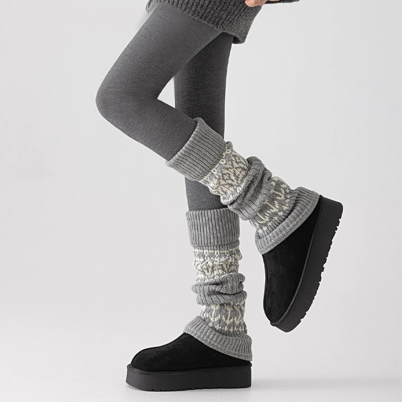 羊毛袜费尔岛袜套堆堆袜女秋冬加厚搭配连裤袜保暖百搭雪地靴复古