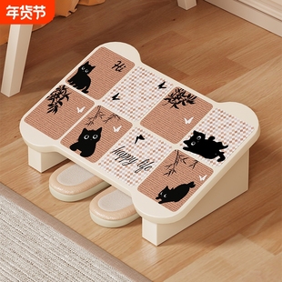 卡通猫咪简约脚踏凳垫脚凳防翘二郎腿神器办公室脚凳矮凳小板凳