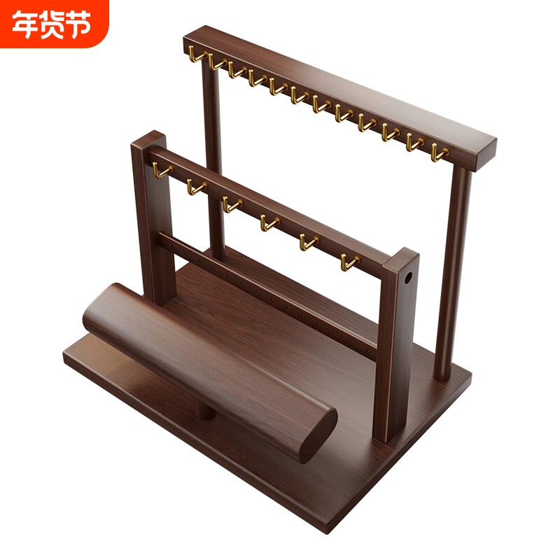 首饰展示架项链手链手表手镯饰品佛珠置物架实木手串桌面收纳盒子