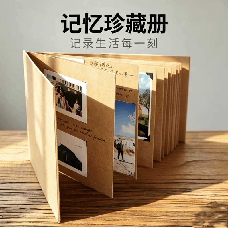 风琴折页本diy相册自制折叠立体书手帐材料情侣成长纪念册空白折页