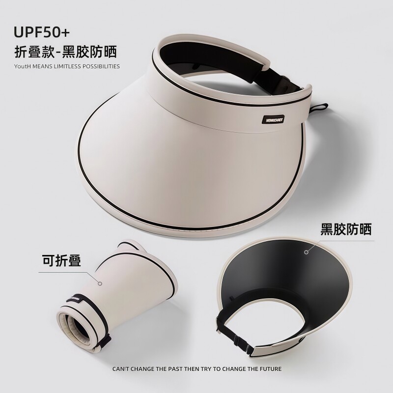 防晒帽子女士夏天防紫外线太阳帽户外遮脸大帽檐空顶遮阳帽可折叠