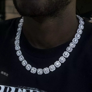 欧美潮牌嘻哈满钻冰糖项链美式 街头古巴链高级感说唱配饰百搭饰品