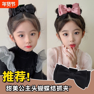 蝴蝶结发夹女孩在逃公主头饰鲨鱼抓后脑勺半扎高级感红色2026新款
