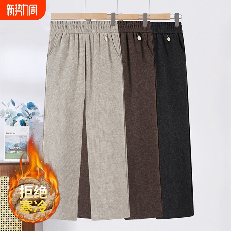 中年妈妈裤子女冬季加厚绒裤新款宽松保暖中老年人奶奶棉裤秋冬装