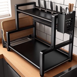 厨房多功能置物架调料品家用台面筷子筒油盐酱醋收纳架碗碟调味料