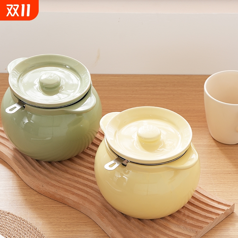 猪油罐家用陶瓷耐高温食品级油罐装荤油辣椒红油罐子厨房带盖容器