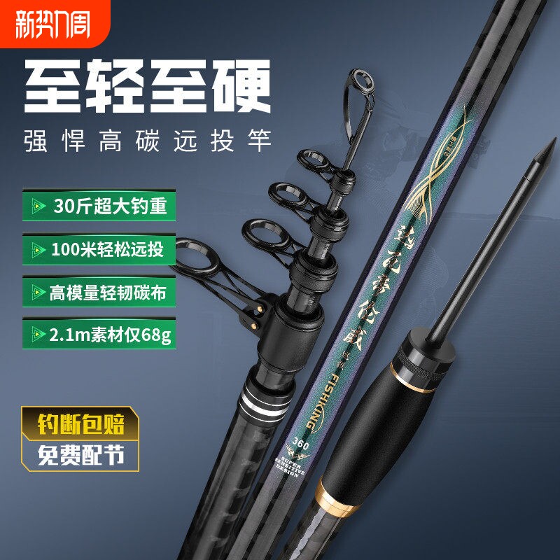 2025新型海杆远投海竿抛竿纺车轮鲢鳙全套装高碳超轻超硬海钓鱼竿
