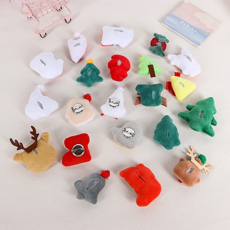 卡通毛绒挂件圣诞老人小鹿diy发夹胸针服饰包包鞋袜装饰公仔批发
