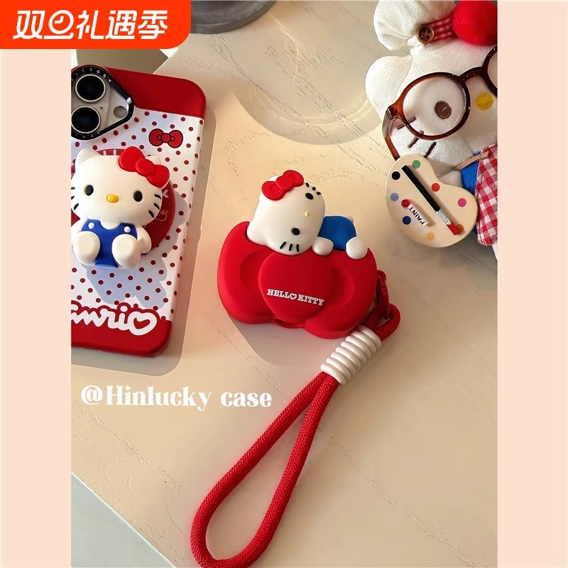 卡通蝴蝶结KT猫趴窝挂绳适用AirPods4保护套AirPods