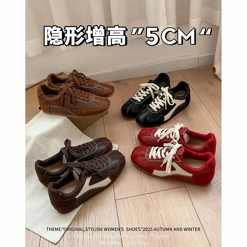 法式内增高红色德训鞋女款2025新款秋季复古休闲运动板鞋阿甘鞋子
