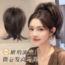 琥珀流光微卷高马尾假发颅顶蓬松增发量抓夹短辫子秋冬假马尾卷发