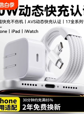 适用iPhone17充电器头40WiPhone16promax手机数据线ipad插头15/14闪充13套装PD30W