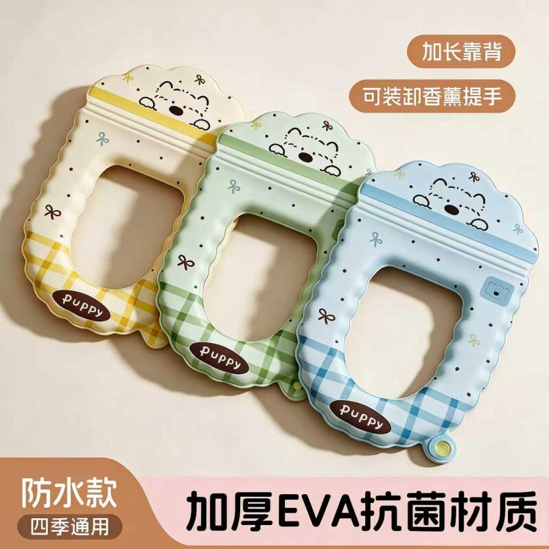 小狗格纹靠背马桶垫家用卫生间防水坐便垫四季通用可爱马桶座圈