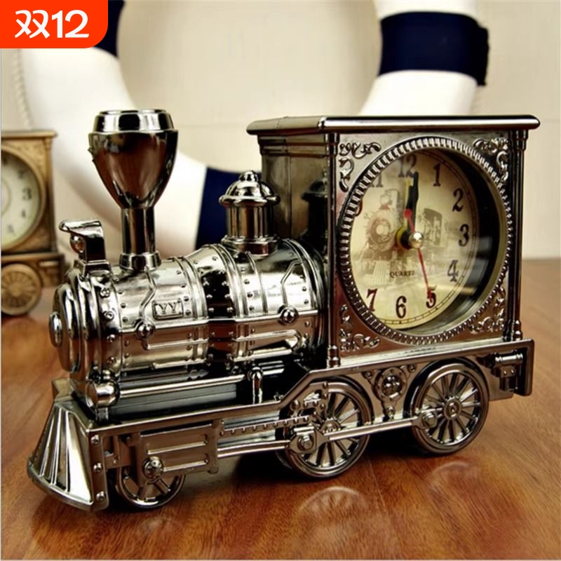 包邮火车头闹钟床头懒人钟摆件新奇创意毕业季礼物送儿童学生小孩