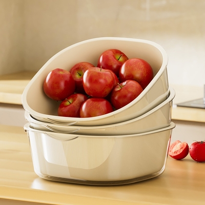 双层洗水果盆沥水篮简约加厚家用厨房水果蔬菜滤水篮子客厅水果盘