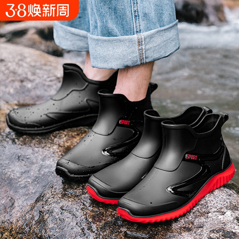 雨鞋男款防水防滑外卖骑手专用胶鞋钓鱼不累脚轻便耐磨雨靴子平底
