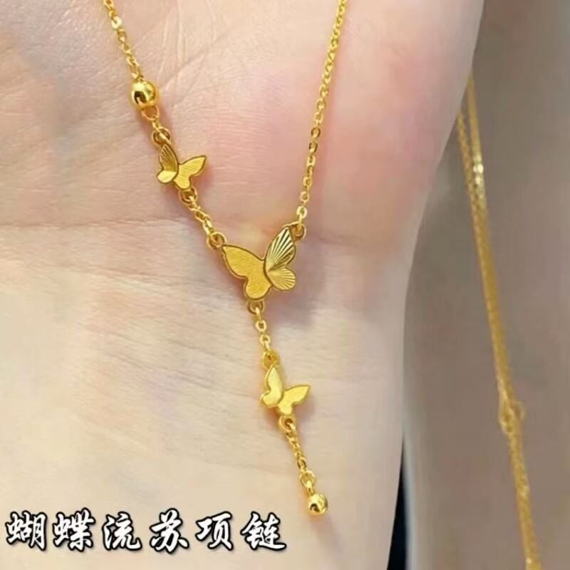 2025年新款蝴蝶项链手链女沙金图片