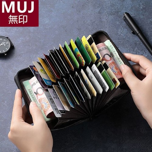 無印MUJ翻毛皮卡包男士大容量证件防盗刷驾驶证银行卡多功能钱包