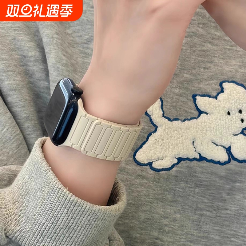 张婧仪同款适用星光苹果S9手表iwatch10表带applewatch9磁吸S10硅胶S8腕带Ultra女SE运动8男S7运动高级春夏