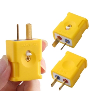 插头锁插头10A大功率带锁扣国标纯铜二脚加厚二插叉头两极转动