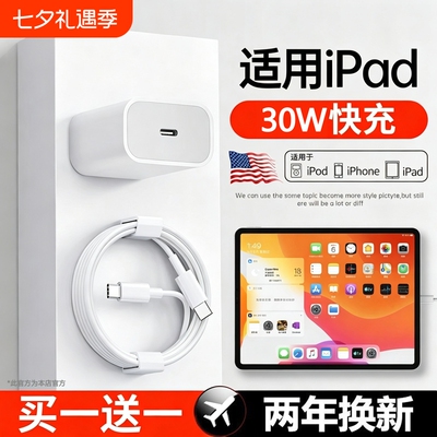 适用苹果ipadpro平板mini快充air4双头充电线20W数据线2024款充电器线30W双Typec电脑ipadair5专用原装11代
