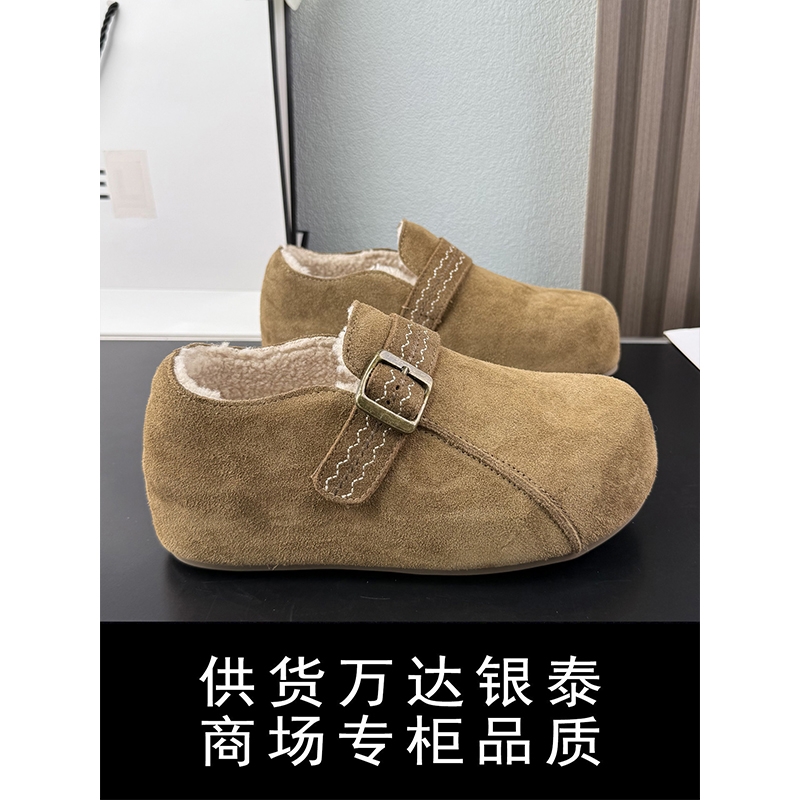 2025新款真皮厚底增高勃肯鞋女百搭休闲运动鞋ins潮小个子加绒款