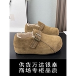 2025新款真皮厚底增高勃肯鞋女百搭运动鞋ins潮小个子加绒款磨砂