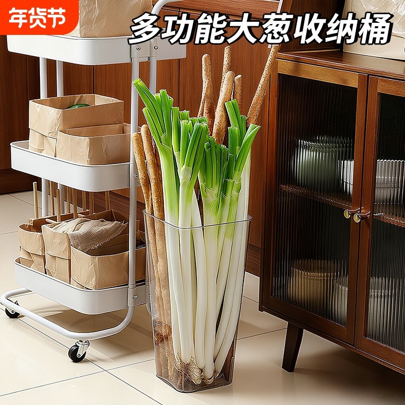 多功能大葱收纳盒厨房蔬菜食材大容量整理桶铁棍山药透明收纳桶