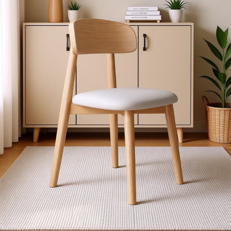 北欧实木餐椅家用现代简约原木软包靠背椅子餐厅休闲椅吃饭餐桌椅